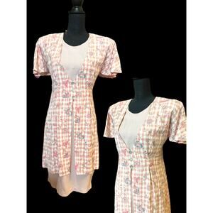 Vintage Pink 80's dress Cottagecore Expo size 12 Granny Twee